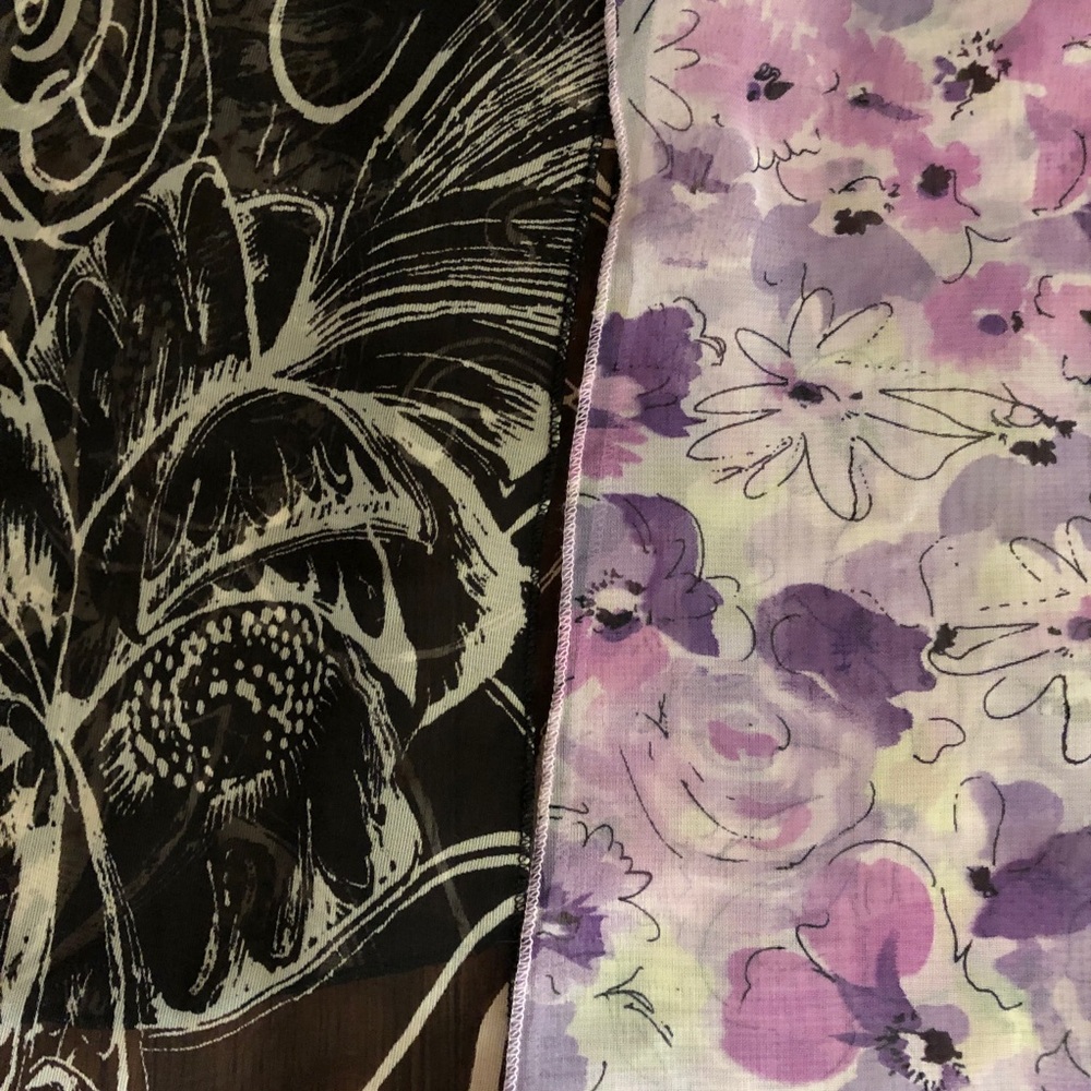 Two Lightweight Floral Scarves